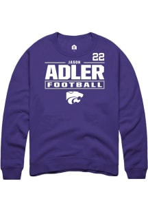 Jason Adler K-State Wildcats Mens Purple Football NIL Stacked Box Player Crew