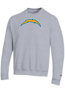 Champion Los Angeles Chargers Mens Grey Powerblend Long Sleeve Crew Sweatshirt