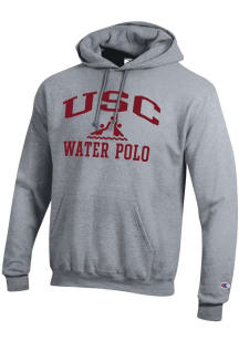 Champion USC Trojans Mens Grey Heather Water Polo Icon Powerblend Long Sleeve Hoodie