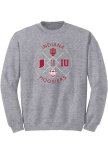 Indiana Hoosiers Mens Grey Identity Stamp Long Sleeve Crew Sweatshirt