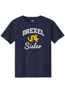 Summit Sportswear Drexel Dragons Girls Navy Blue Sister Short Sleeve Tee