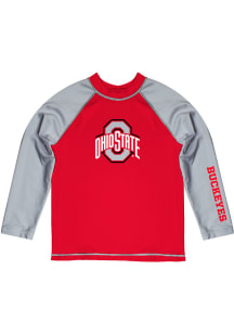 Vive La Fete Ohio State Buckeyes Baby Scarlet Red Contrast Rash Guard Swim Trunks