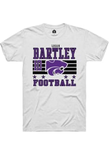 Logan Bartley K-State Wildcats White Football NIL Striped Short Sleeve Player T Shirt