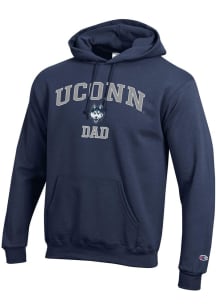 Champion UConn Huskies Mens Navy Blue Arch Logo Dad Powerblend Long Sleeve Hoodie