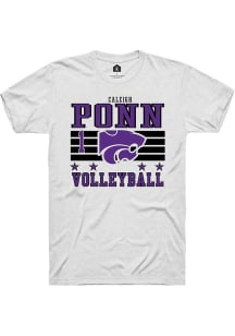 Caleigh Ponn K-State Wildcats White NIL Striped Short Sleeve Player T Shirt