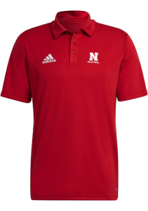 Adidas Nebraska Cornhuskers Mens Red Entrada22 Volleyball Short Sleeve Polo