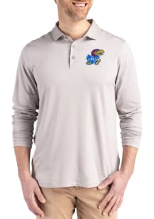 Cutter and Buck Kansas Jayhawks Mens Grey Coastline Long Sleeve Polo Shirt