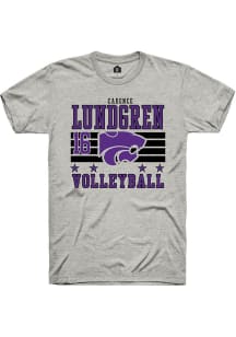 Cadence Lundgren K-State Wildcats Ash NIL Striped Short Sleeve Player T Shirt