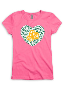 Green Bay Girls Pink Glitter Cheese Short Sleeve Tee