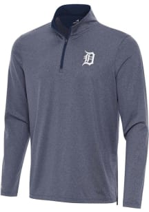 Antigua Detroit Tigers Mens Navy Blue Kinetic Long Sleeve Qtr Zip Pullover