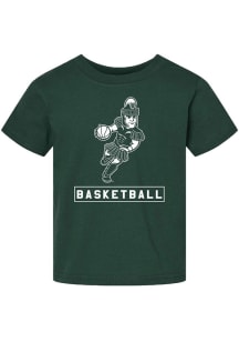 Summit Sportswear Michigan State Spartans Toddler Green Sparty Playing Basketball Short Sleeve T-S..