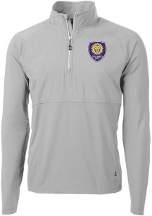 Cutter and Buck Orlando City SC Mens Grey Adapt Eco Hybrid Long Sleeve Qtr Zip Pullover