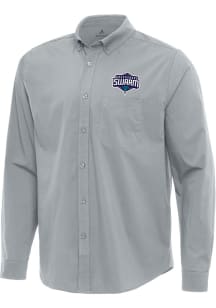 Antigua Greensboro Swarm Mens Graphite Flight Long Sleeve Dress Shirt
