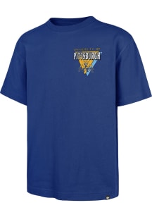 47 Pitt Panthers Blue Under Bar Football Foundation Short Sleeve Fashion T Shirt