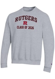 Champion Rutgers Scarlet Knights Mens Grey Font Class of 2026 Powerblend Long Sleeve Crew Sweatshi..