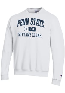 Champion Penn State Nittany Lions Mens White Big Ten Powerblend Long Sleeve Crew Sweatshirt
