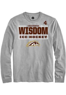 Zaccharya Wisdom Western Michigan Broncos Grey NIL Stacked Box Long Sleeve Player T Shirt