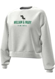 Under Armour William & Mary Tribe Womens Grey Heather Stacked Short Essential Crew Sweatshirt