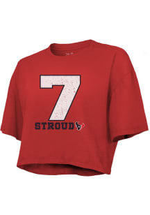 CJ Stroud Houston Texans Womens Red Boxy Crop Player T-Shirt