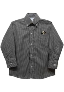 Vive La Fete Colorado Buffaloes Toddler Black Gingham Long Sleeve Polo