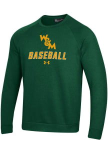 Under Armour William & Mary Tribe Mens Green Baseball Rival Long Sleeve Crew Sweatshirt