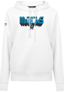 Levelwear Miami Marlins Womens White Adorn Retro 3D Hooded Sweatshirt