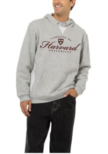 Harvard Crimson Mens Grey Primary Logo Script Fashion Hood