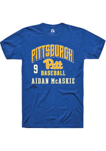 Aidan McAskie Pitt Panthers Blue NIL Arch Logo Short Sleeve Player T Shirt
