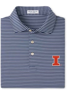 Peter Millar Illinois Fighting Illini Mens Navy Blue Tiebreaker Short Sleeve Fashion Polo