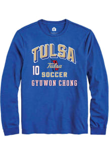 Gyuwon Chong Tulsa Golden Hurricane Blue NIL Arch Logo Long Sleeve Player T Shirt