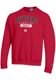 Champion Rutgers Scarlet Knights Mens Red Class of 2027 Powerblend Long Sleeve Crew Sweatshirt