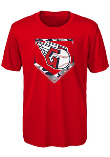 Cleveland Guardians Youth Red Camo Base Short Sleeve T-Shirt