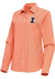 Antigua Illinois Fighting Illini Womens Porter Long Sleeve Orange Dress Shirt