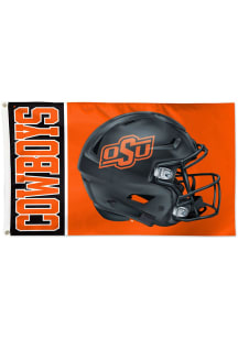 Oklahoma State Cowboys Helmet 3x5 Silk Screen Grommet Flag - Orange