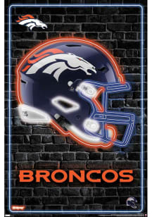 Denver Broncos Neon Helmet 23 Unframed Poster