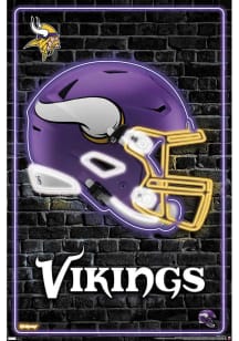 Minnesota Vikings Neon Helmet 23 Unframed Poster