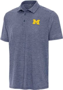 Antigua Michigan Wolverines Mens Navy Blue Replica Short Sleeve Polo