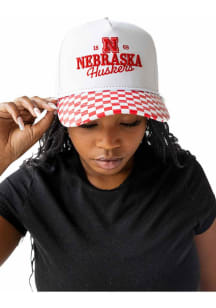 Gameday Social Nebraska Cornhuskers White Albon Check Womens Adjustable Hat