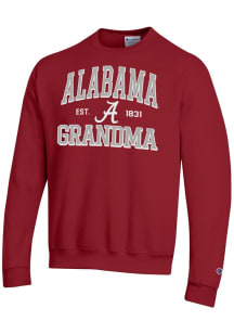 Champion Alabama Crimson Tide Mens Crimson Est. Date Grandma Powerblend Long Sleeve Crew Sweatshir..