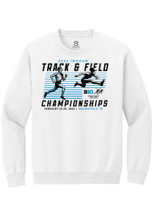 Summit Sportswear Big Ten Mens White 2026 Indoor Track & Field Championships Long Sleeve Crew Swea..