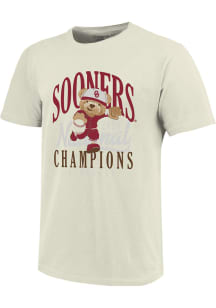 Oklahoma Sooners Youth Ivory 2026 College World Series Champs Teddy Bear Short Sleeve T-Shirt