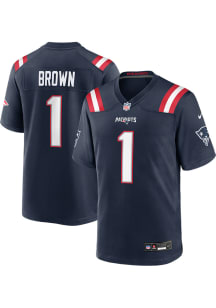 AJ Brown  Nike New England Patriots Navy Blue Home Football Jersey