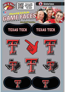 Texas Tech Red Raiders 6pk Face Cal & 2pk Eye Black Combo Tattoo