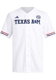 Adidas Texas A&M Aggies Mens White Americana Replica Baseball Jersey