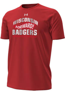 Under Armour Wisconsin Badgers Red Forward Flag Short Sleeve T Shirt