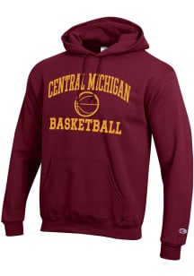 Champion Central Michigan Chippewas Mens Maroon Basketball Icon Powerblend Long Sleeve Hoodie