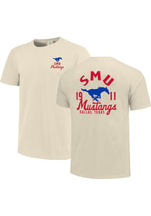 SMU Mustangs Ivory Mascot Overlay Short Sleeve T Shirt