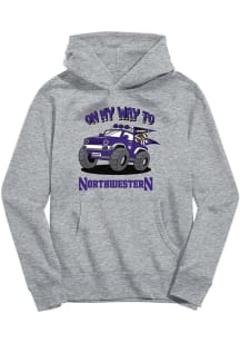 Vive La Fete Northwestern Wildcats Toddler Grey On My Way Long Sleeve Hooded Sweatshirt