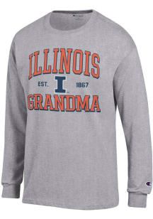 Champion Illinois Fighting Illini Grey Est. Date Grandma Jersey Long Sleeve T Shirt
