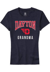 Summit Sportswear Dayton Flyers Womens Navy Blue Grandma Short Sleeve T-Shirt
